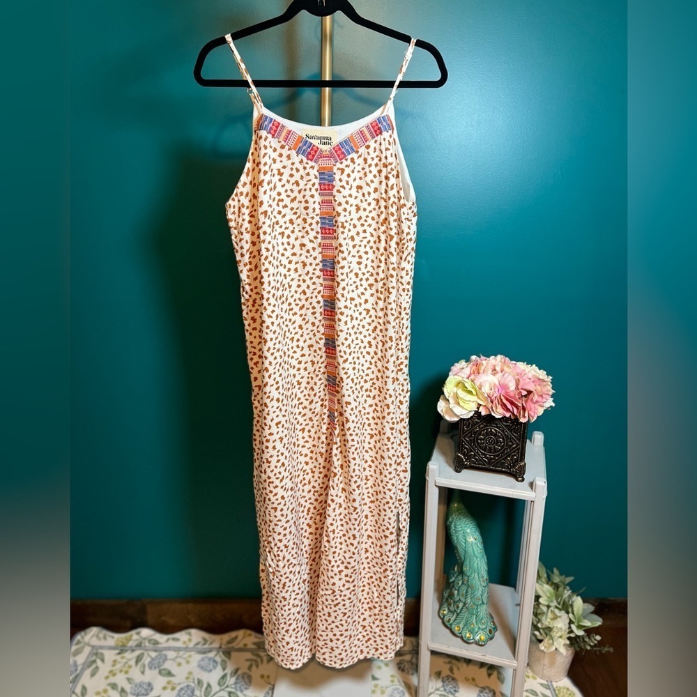 Savanna Jane White and Burnt Orange Dress